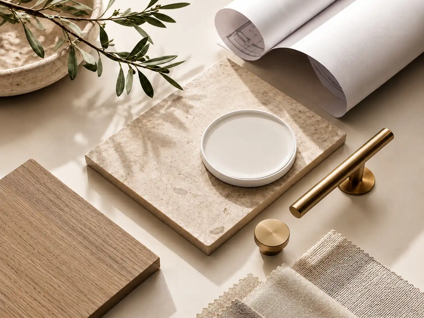 Interior material selections for a coordinated residential design-build project