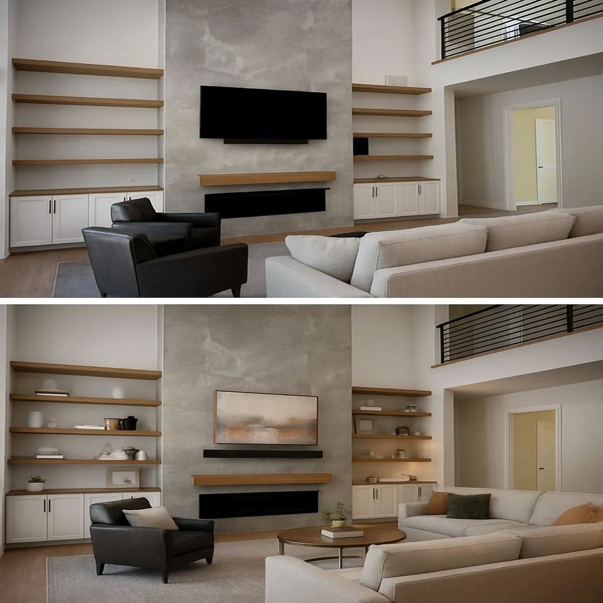 Interior design workflow by M&H Construct and Design: from site survey and client questionnaire to schematic design, concept creation, cost estimation, contract documentation, and final presentation.