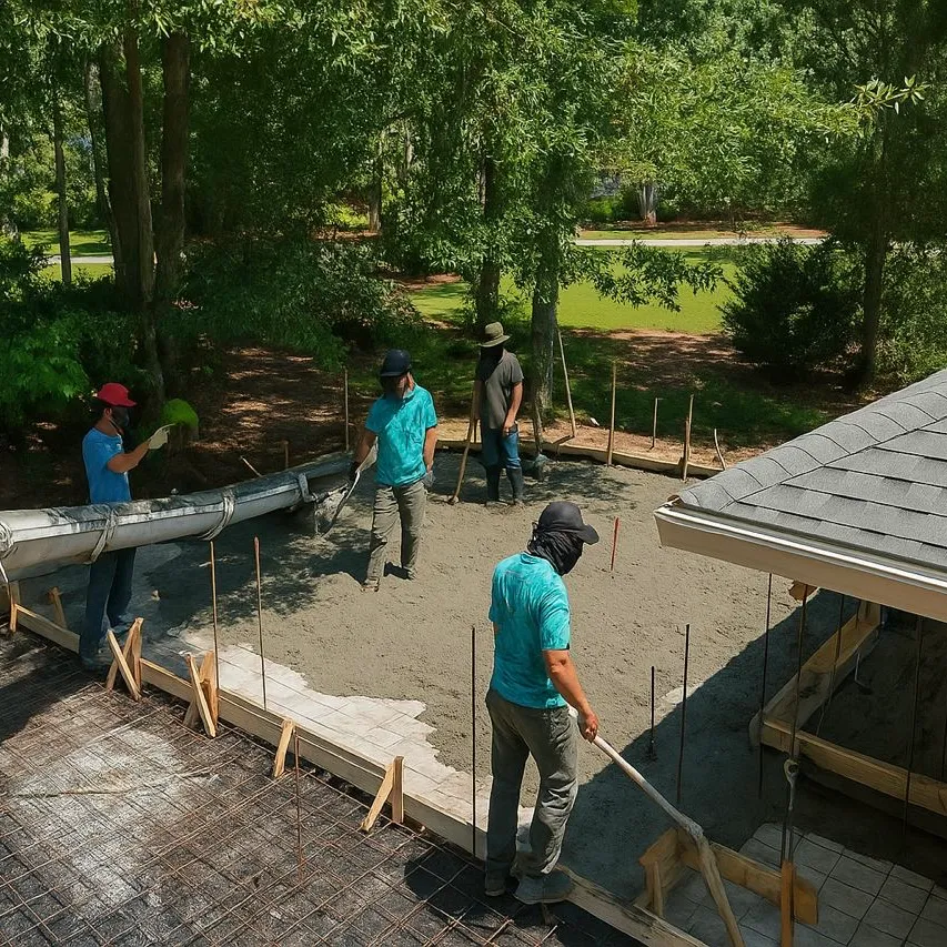 Interior design workflow by M&H Construct and Design: from site survey and client questionnaire to schematic design, concept creation, cost estimation, contract documentation, and final presentation.