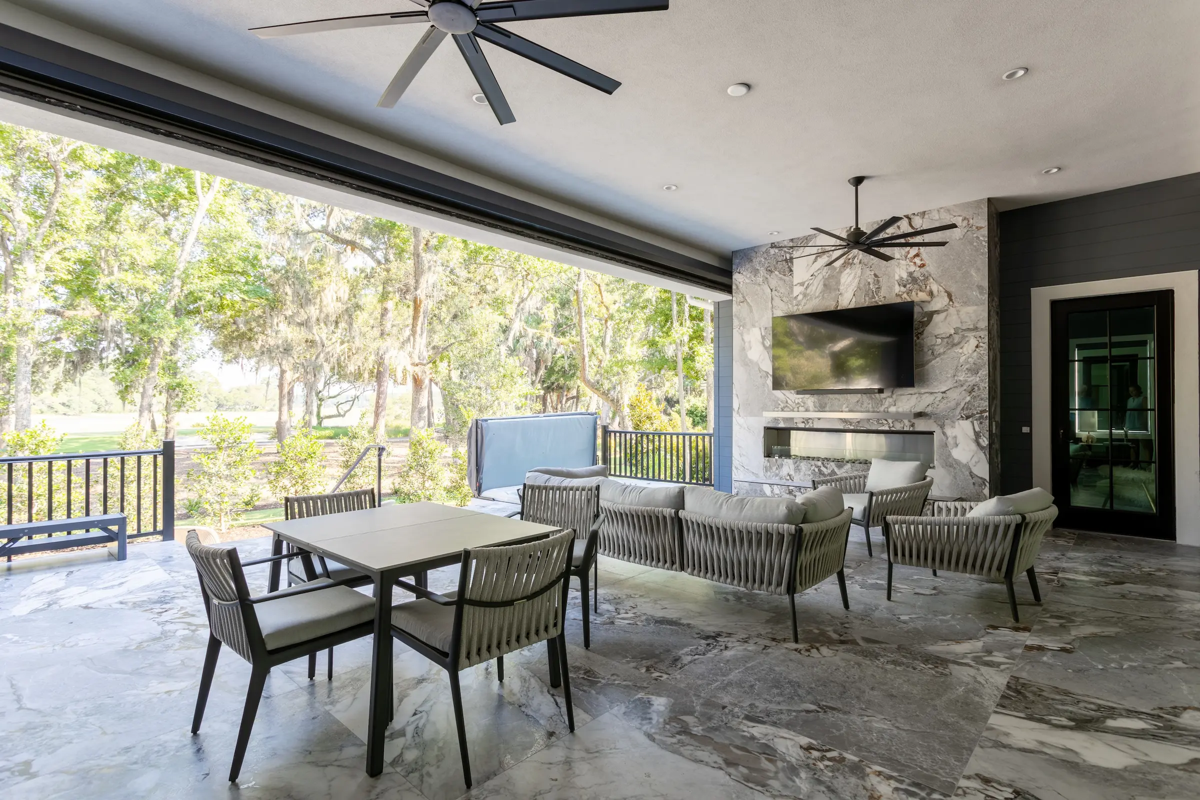 Shadow & Light covered front porch and landscaped entry