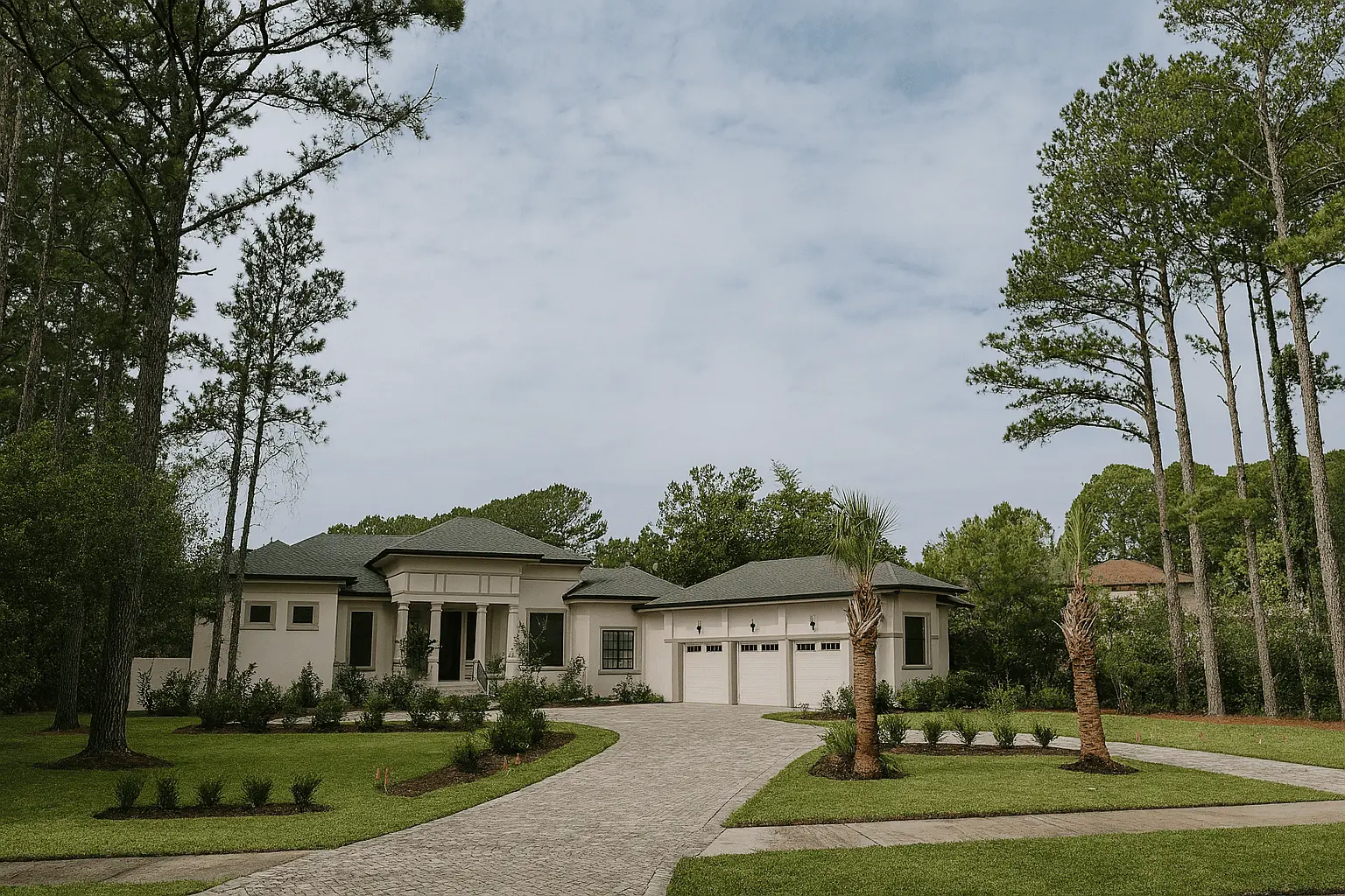 Timeless Space completed rear residence exterior and landscaped grounds