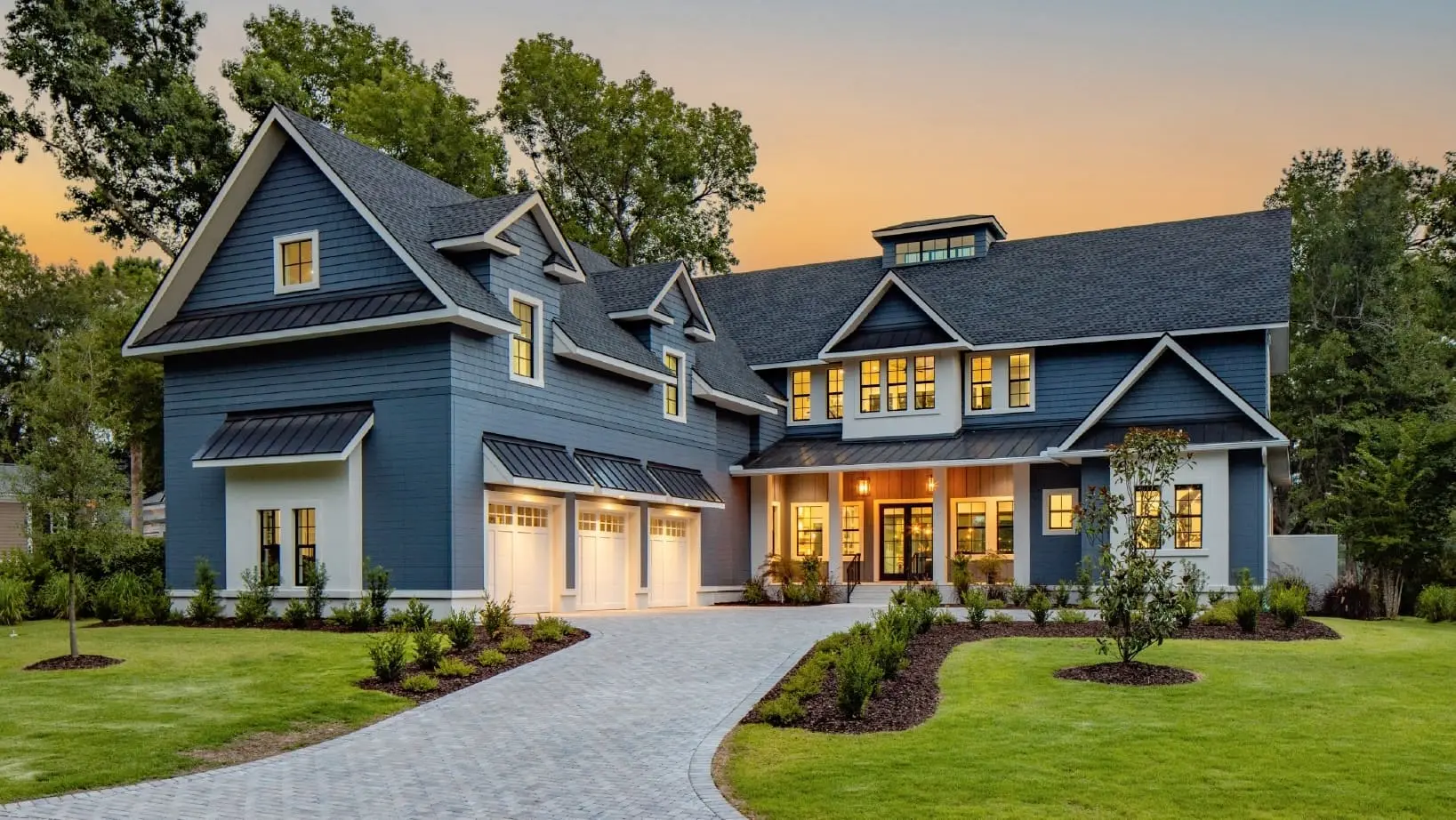Shadow & Light completed front facade with porch and driveway