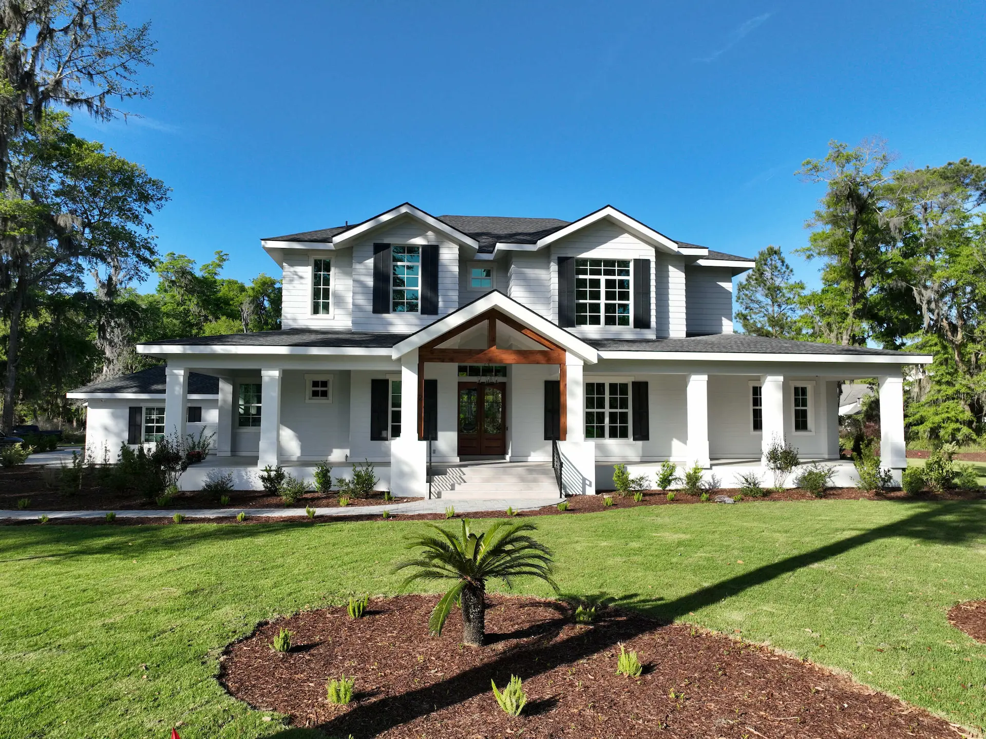 Lumina Luxe completed Bluffton home exterior with covered porch